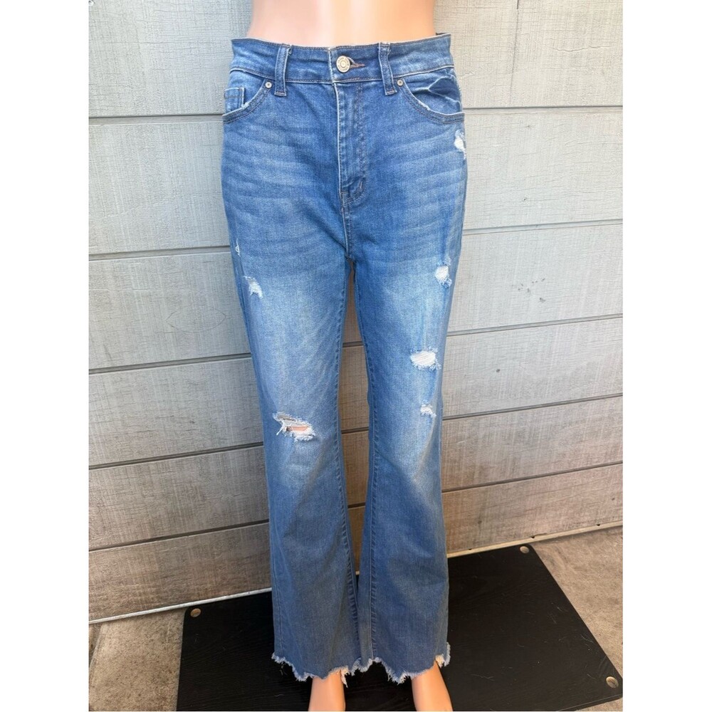 Women's  Enjean Distressed Medium Blue Flare Jeans size 7/28